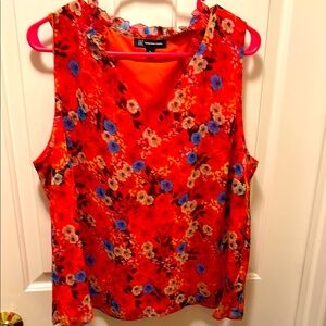 Floral Sleeveless Top - Red and Blue